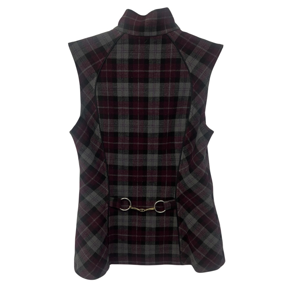 Arista‎ Equestrian Vest Womens XS Burgundy Gray Plaid Riding Zip Front Canada - Picture 5 of 16